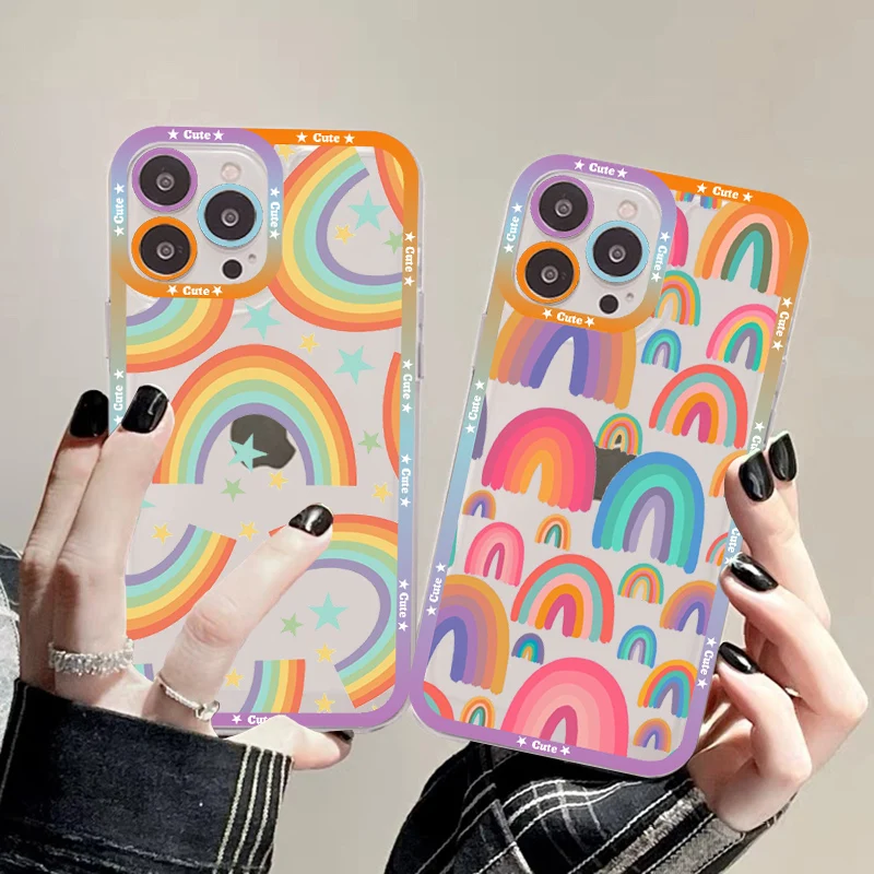 

Color Rainbow Phone Case For IPhone 14 13 12 11 Pro Max Mini X Xs XR 6 7 8 Plus SE 2020 Transparent Case