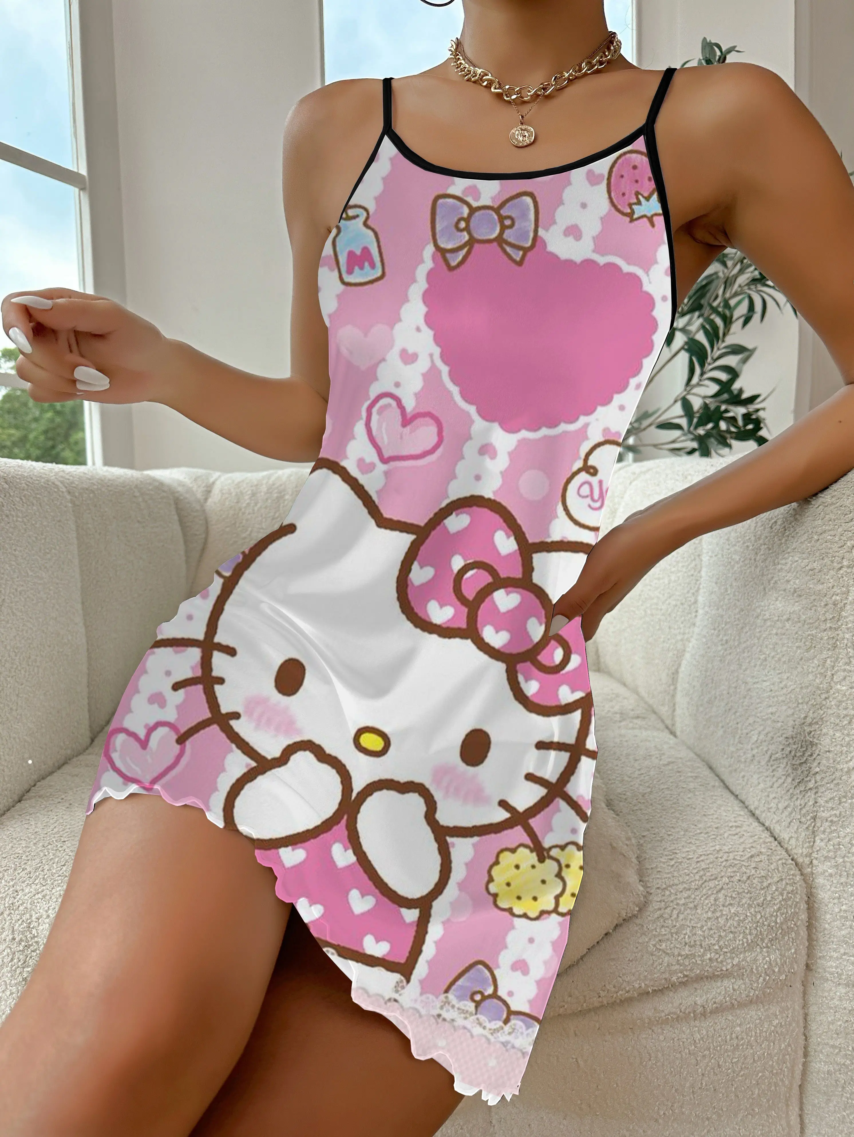 Женское атласное мини-платье Hello Kitty