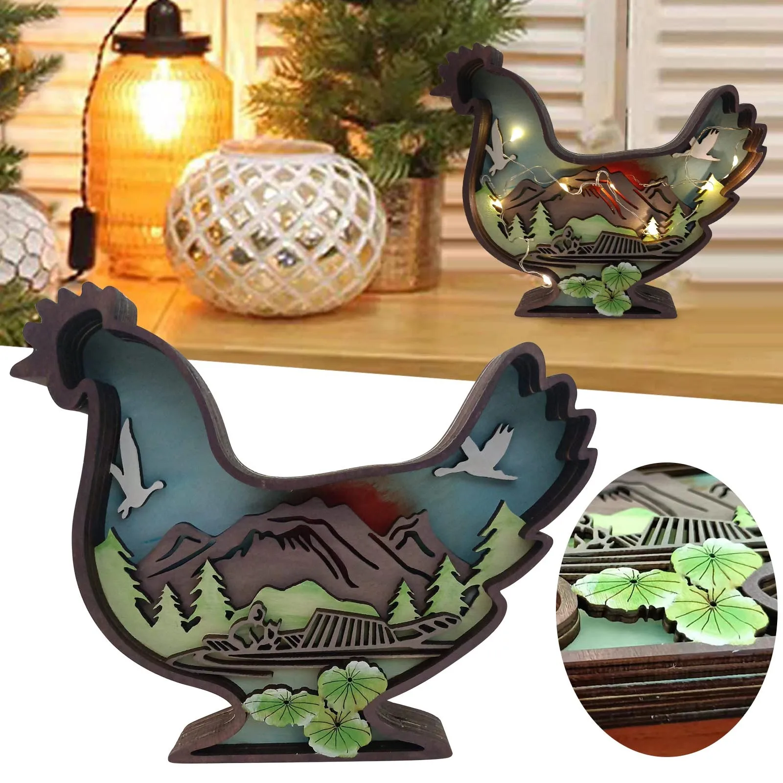 

Искусственная деревянная ручная роспись, украшение для дома, гостиной, рождественские украшения, стекло