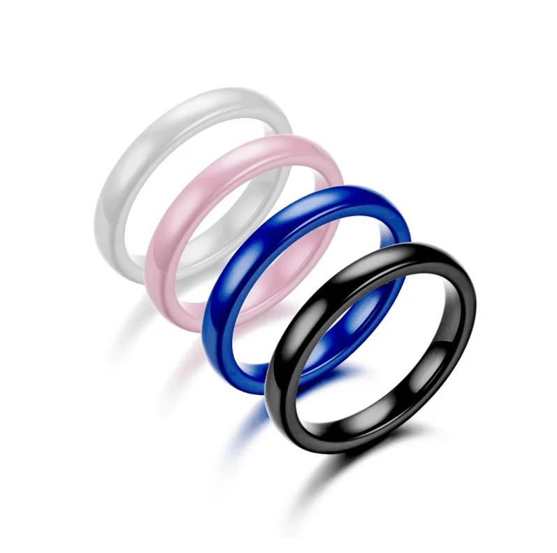 

2023 Europe and America Simple 3mm Ceramic Arc Smooth Ring Couple High Quality Pair Ring Simple Women's Joint End Ring