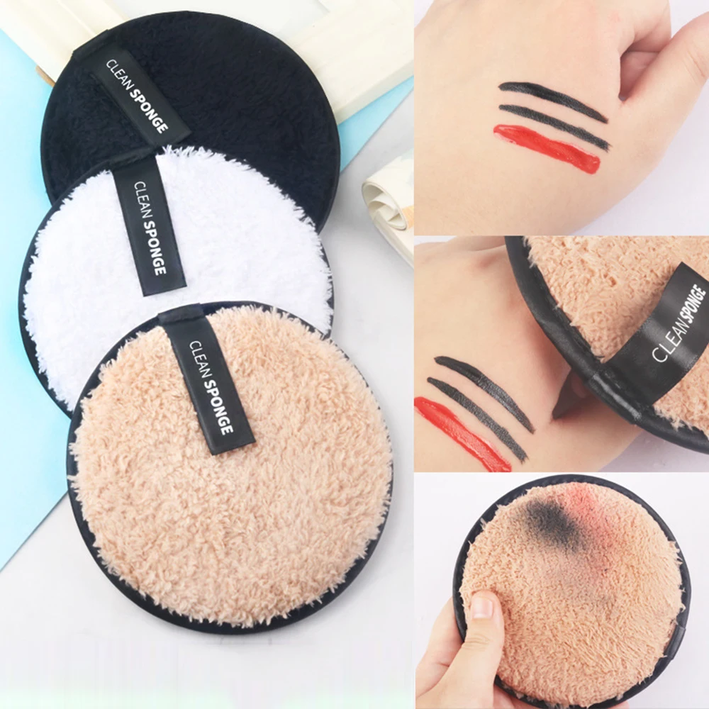 

Reusable Makeup Remover Microfiber Cloth Pads Remover Towel Face Cleaner Plush Make Up Lazy Cleansing Powder Puff