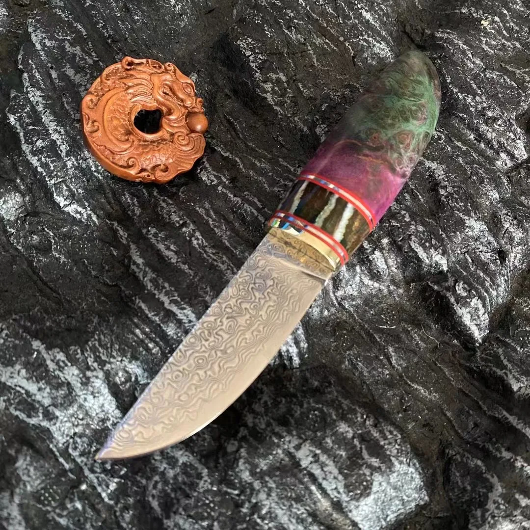 Охотничий Нож VG10 из дамасской стали охотничий Мамонт + стабильная деревянная