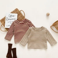 retro striped childrens bottoming shirt 2022 autumn new boys and girls striped long sleeved t shirt top western style