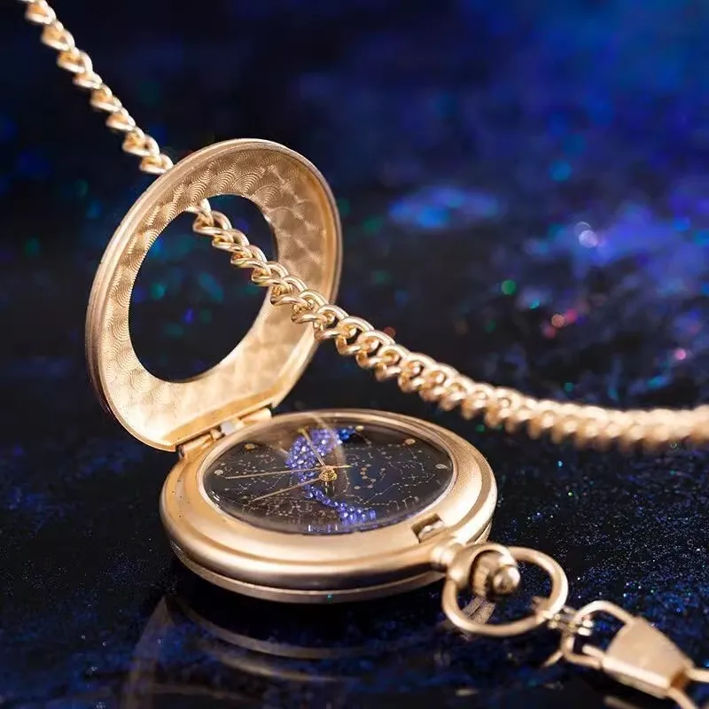 Фото Арктическая карта звезды, звездное небо, сапфировые карманные часы для мужчин и женщин, подарок подруге на день рождения №4