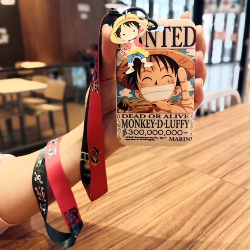 

ACGN One Piece Luffy Zoro Nami Cosplay Anime Card Cases Access Pass Staff Badge ID Card Holders with Lanyard and Keychain
