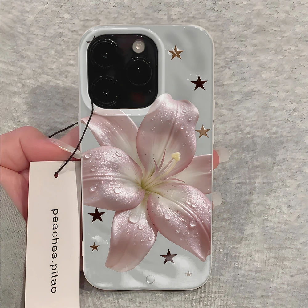 Фото Прозрачный гибкий чехол Pink Lily Star Gray с защитой от царапин и ударов для iPhone 14 13 11 15 16 17 Pro Air Plus №2