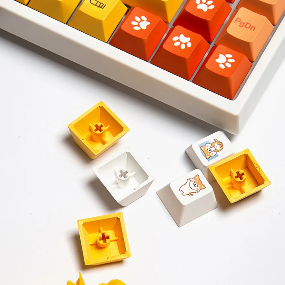 Японская механическая клавиатура Kawaill с 134 клавишами PBT для игр Double Shot GMK желтая