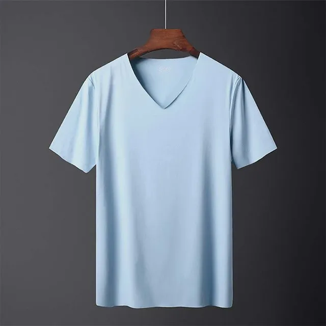 

New Men's T-Shirts Solid Color Male Transparent Quick-dry Bodybuilding V-neck Short Sleeves Thin t shirt Tops Plus