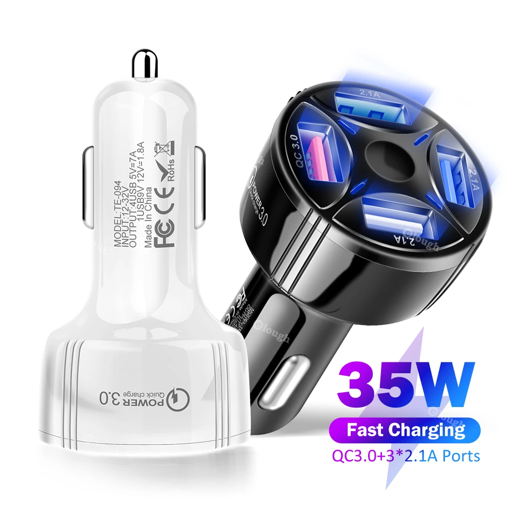 Автомобильное зарядное устройство QC3.0 USB для Iphone GPS быстрая зарядка автомобильное