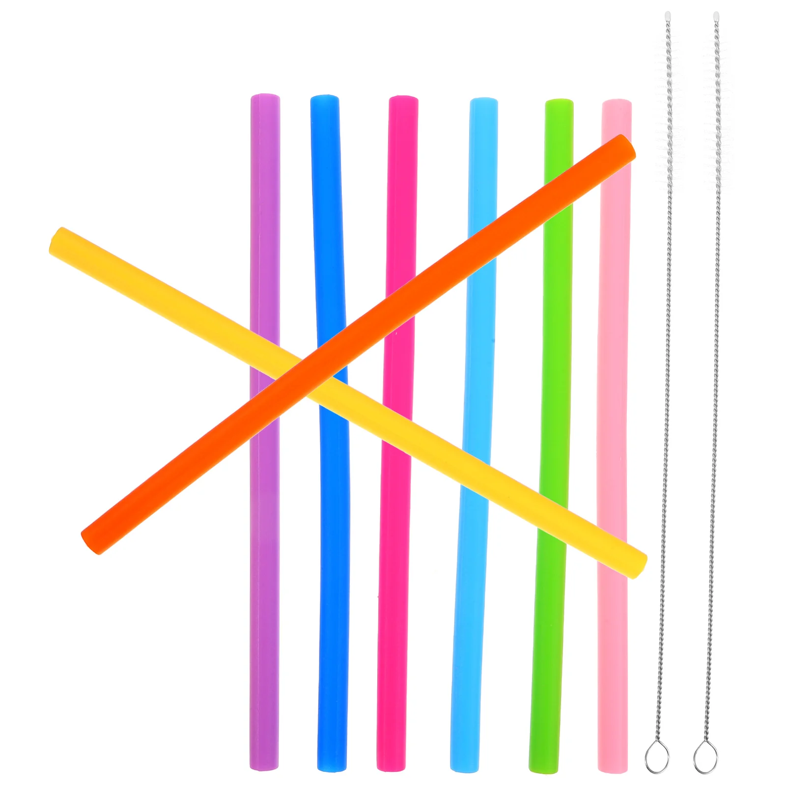 

1 Set of Silicone Jar Straw Silicone Straw with Clean Brush Reusable Silicone Colorful Straws