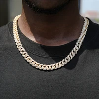 10mm cuban chain necklace with box clasp gold plated micro pave aaaiced out cubic zirconia hip hop fashion jewelry