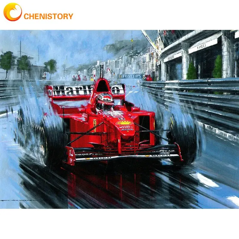 

CHENISTORY 5d Diamond Painting Racing Scenery Full Square/ Round Rhinestones Mosaic Embroidery Full Set Home Decoration Modern D