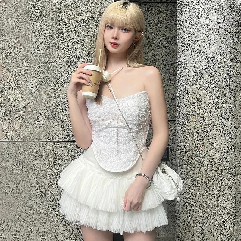 Женский комплект из двух предметов с жилетом и плиссированной мини-юбкой