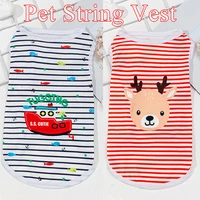 dog cat clothes cute cartoon printed pets t shirt for small puppy dog clothes pet vest striped vest accessory pet supplies