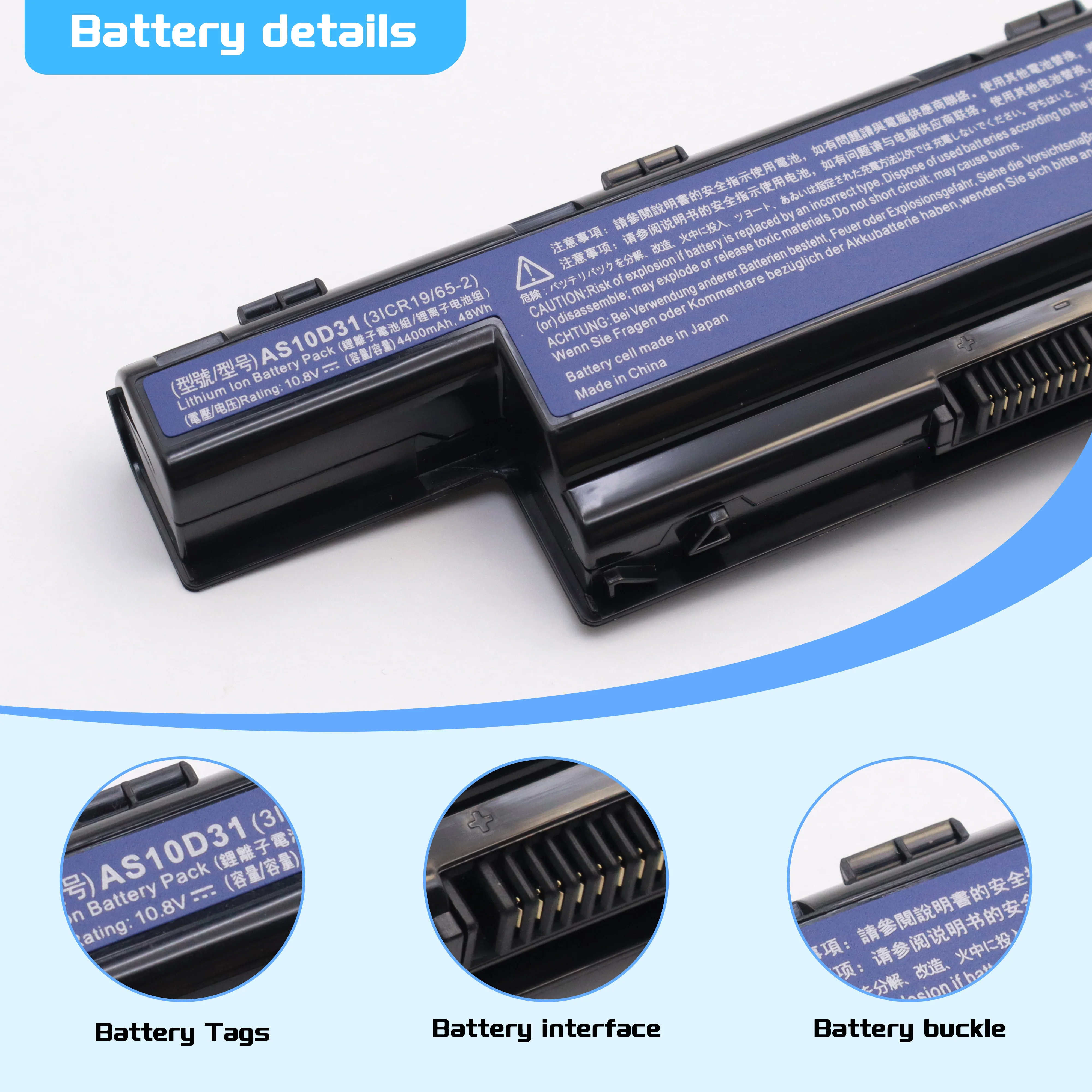 Фото Аккумулятор для ноутбука AS10D31 4400 мАч для Acer Aspire AS10D3E AS10D51 AS10D61 AS10D71 AS10D75 AS10D81 5741 5742 5750 5551G 5560G 5741G №4