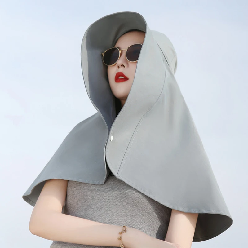 

Fashion Women Sun Hats Neck Flap Large Brim UV Protection Foldable Bucket Hat Fishing Hiking Panama Beach Snood Head Scarf Cap