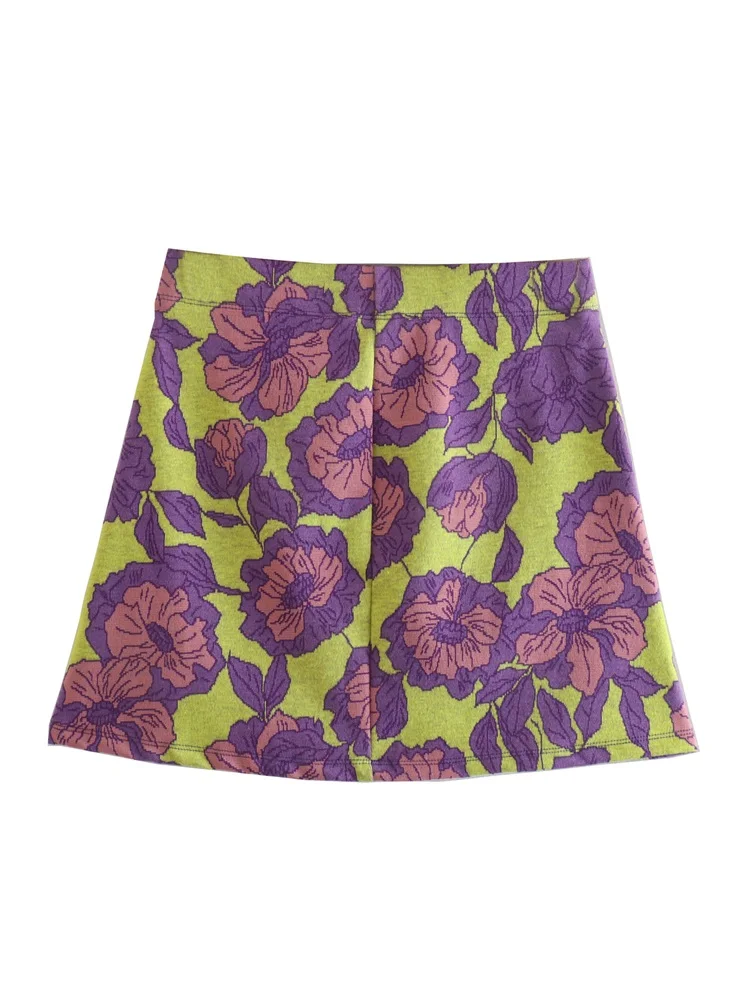 

Женская жаккардовая мини-юбка трапециевидной формы, с высокой талией