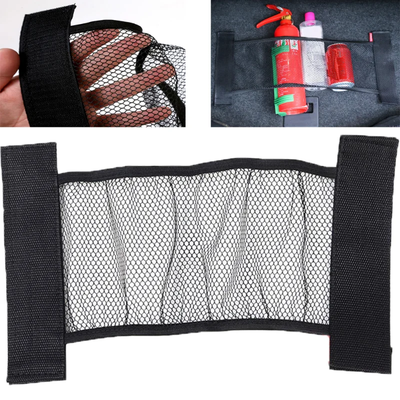 

Car Trunk Elastic Mesh Fixed with Fire Extinguisher Storage Mesh Bag Seat Back Fix Bags Auto Accessories Interior Organizer