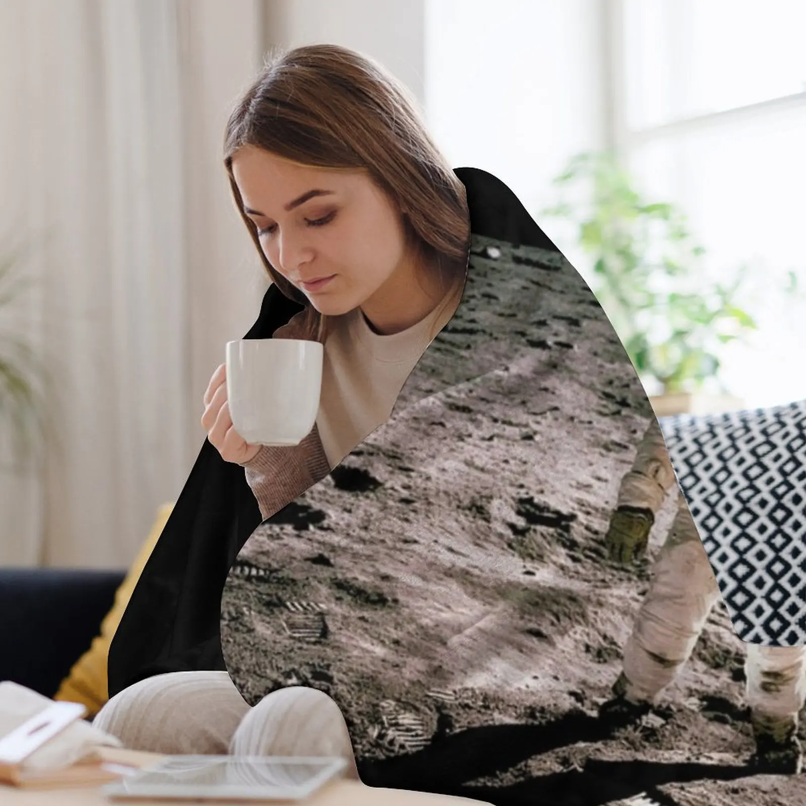 Одеяло Buzz Aldrin On The Moon дизайнерское индивидуальное подарочное очень большое