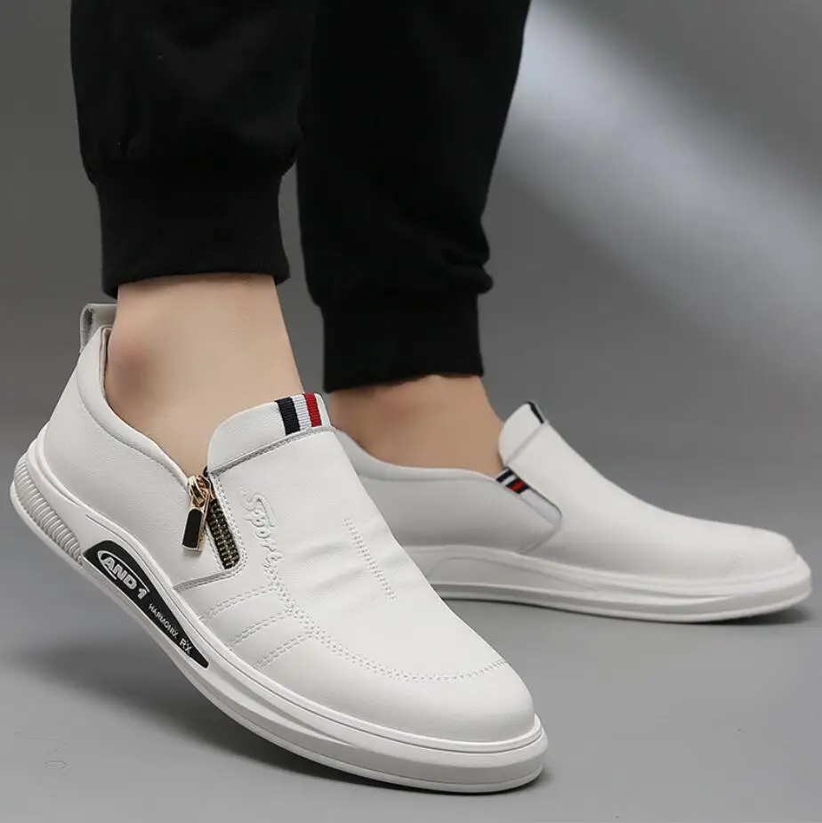 New Fashion Men Loafers 2022 Outdoor Casual Shoes Soft Flats White Business Leather portabl Shoes Driving Slip on Boat Shoes images - 6