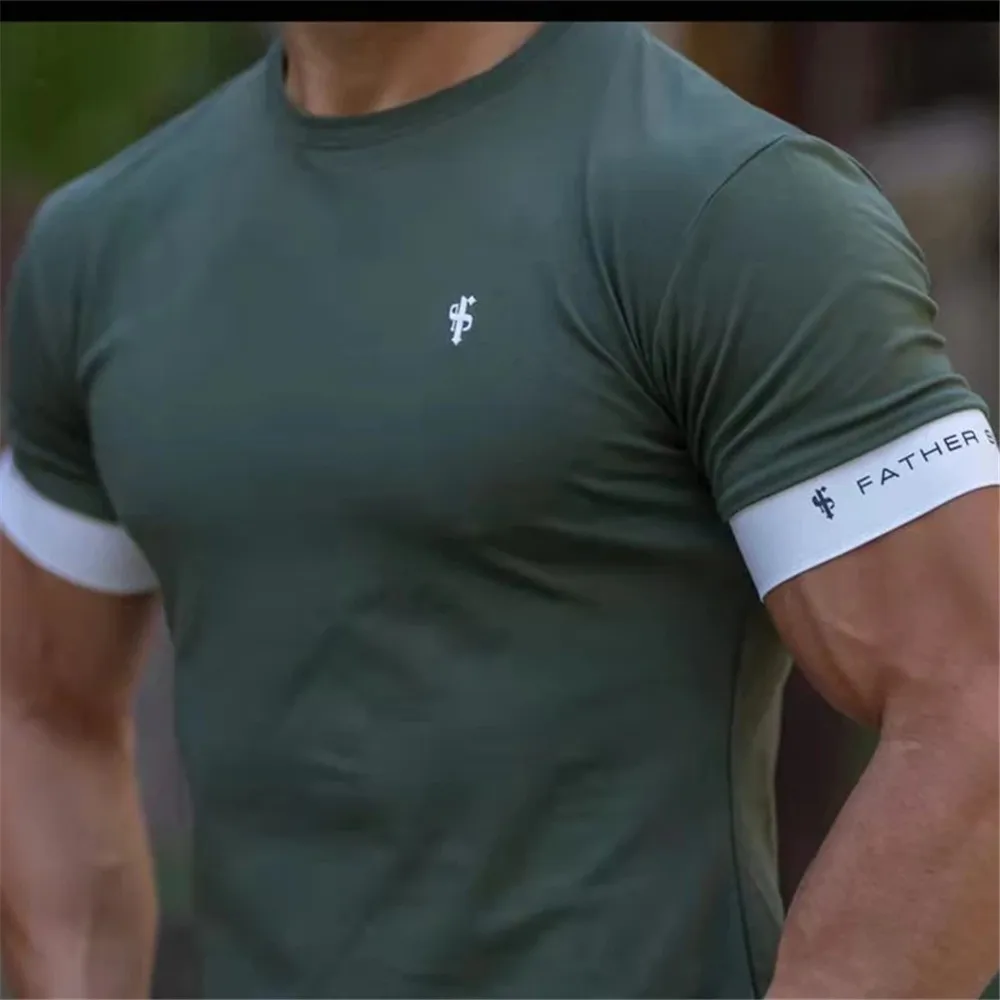 

new Shirt Men Short Sleeve Workout Gym T-Shirt Cotton Loose Running Fitness Tops Streetwear Hip-Hop Sport Tees Clothing