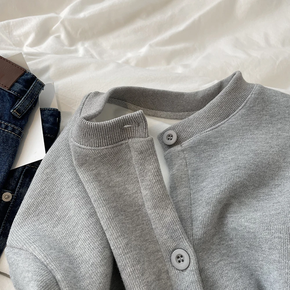 Модная серая бархатная бейсбольная куртка женские свободные пальто с круглым