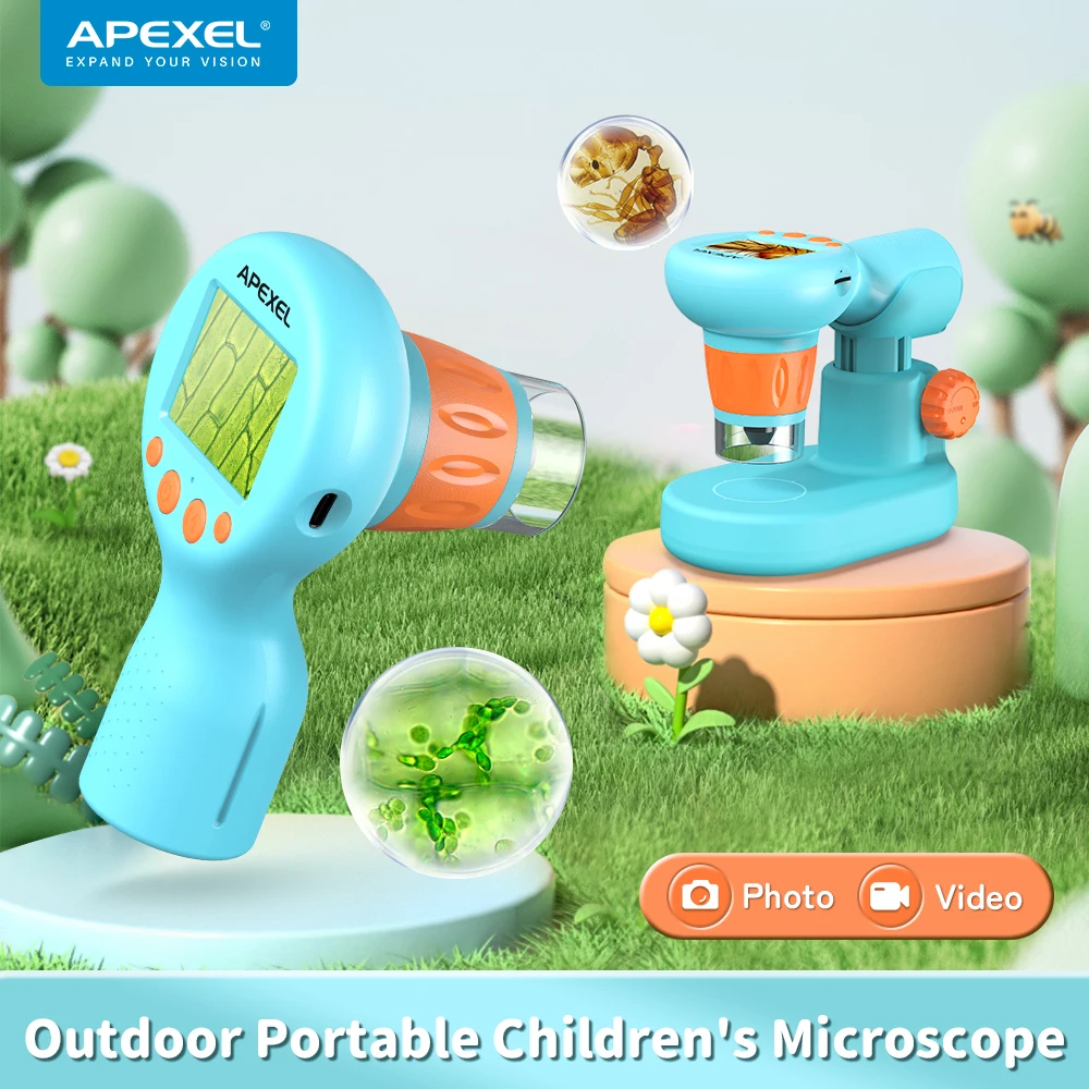 APEXEL цифровой зум 400-800X микроскоп с ЖК-экраном для дома школы образовательной