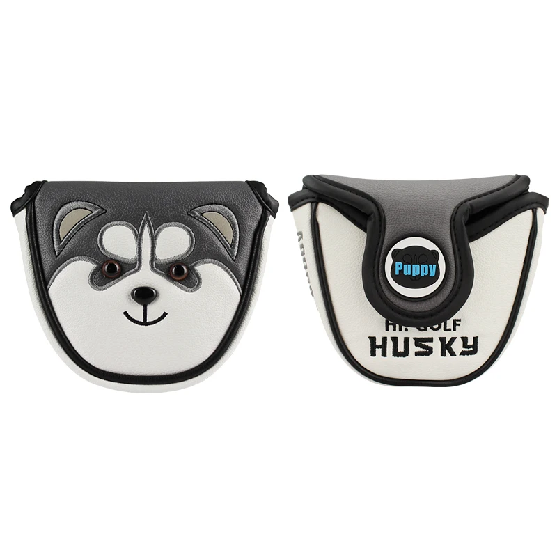 1Pcs Cute Husky Golf Putter Cover Semicircle PU Leather Soft Durable Golf Club Headcover Magnetic Closure for Putter Protector