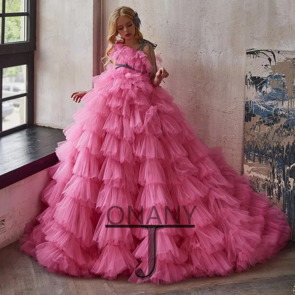 

JONANY Luxury Flower Girl Dress Layered Tulle A-Line Dropping Shipping Baby First Communion Beauty Party Dress Robe Demoiselle