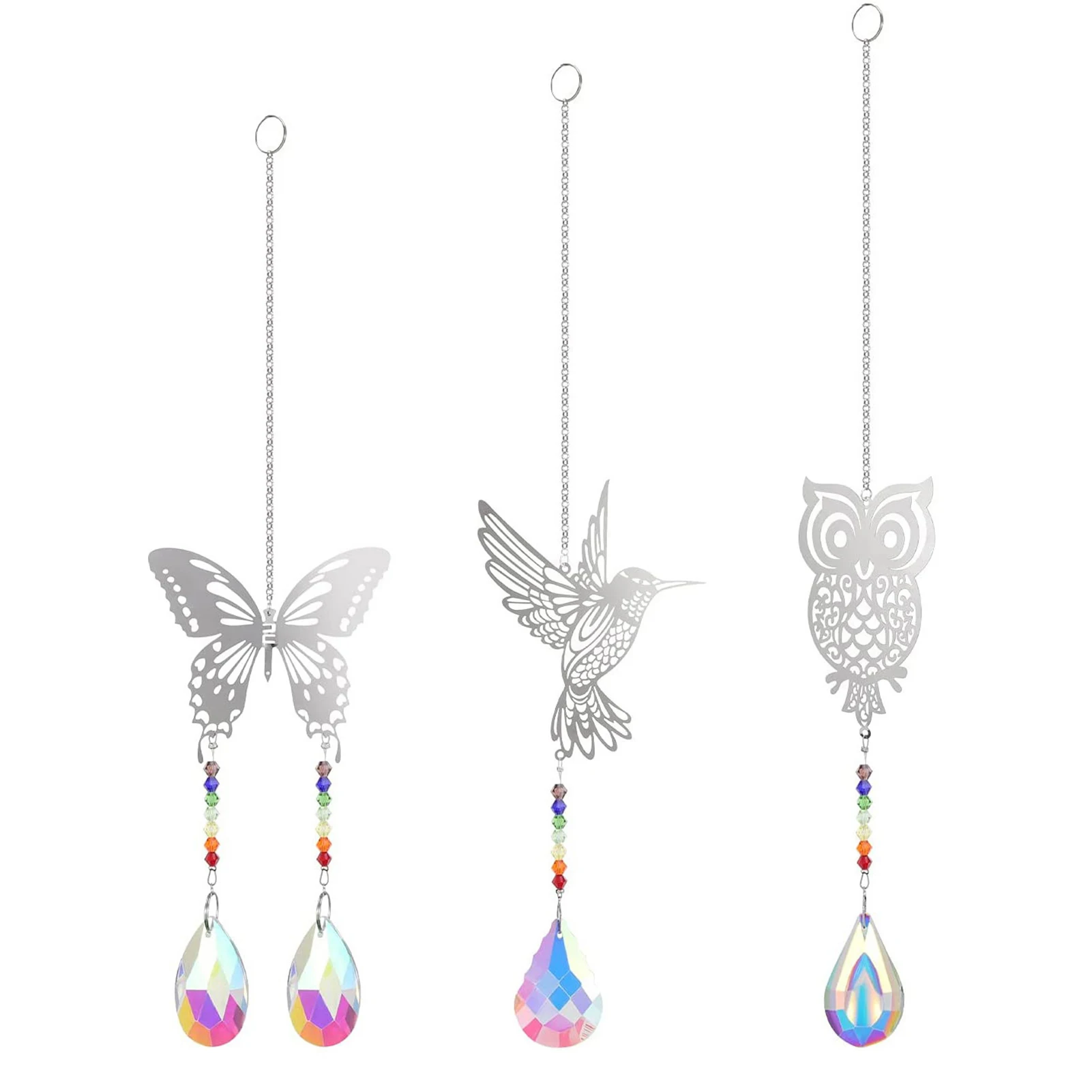 

Butterfly Crystal Decorations 3Pcs Crystal Suncatchers Pendant Ornament Crystal Balls For Home Office Garden Decoration Window