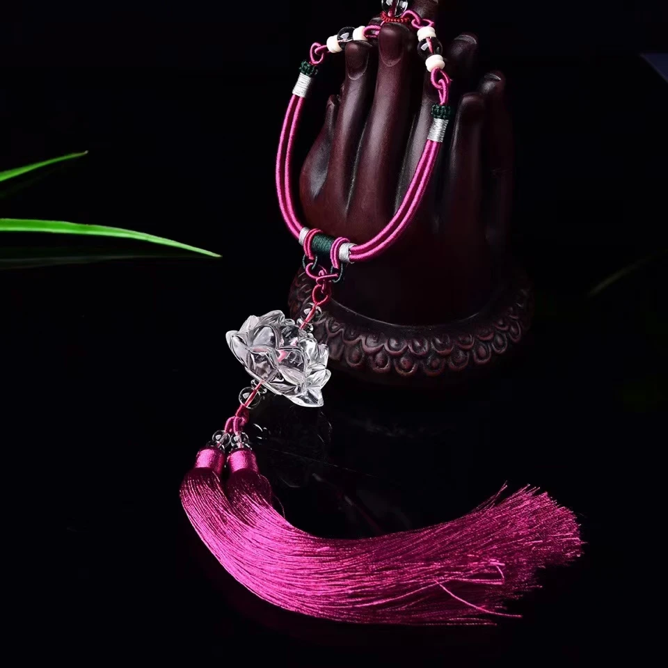 

Jewelry Set Charm Natural White Crystal Lotus Car Pendant Handmade Carefully. Symbolizes Good Luck And Happiness, And Safe