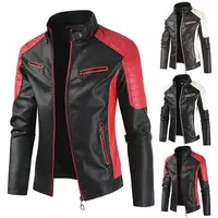 2022New brand foreign trade European and American men's jacket M-4XL men's youth stand collar punk men's motorcycle leather coat