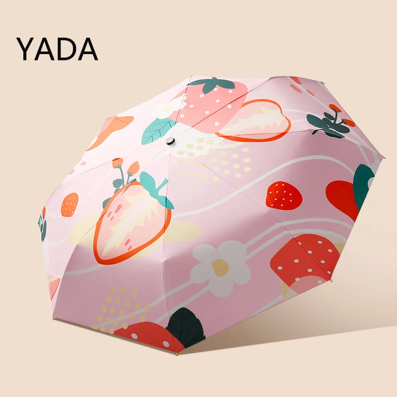 

YADA Luxury Strawberry Design Automatic Umbrella Parasol Sunny And Rainy Umbrellas For Women Windproof Fold Parapluie YS220007