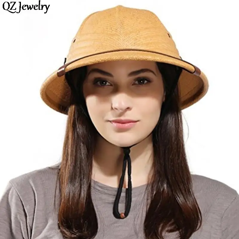 Fashion Vietnam War Army Hat Women Men British Explorer Straw Helmet Summer Boater Bucket Sun Hat Unisex Jungle Miners Cap