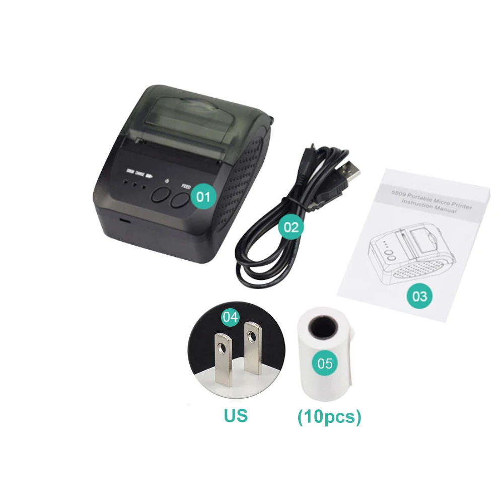 

58mm Restaurant IOS Android High Speed Mini Portable Clear Printing Pocket Thermal Printer Wireless POS Receipt ABS