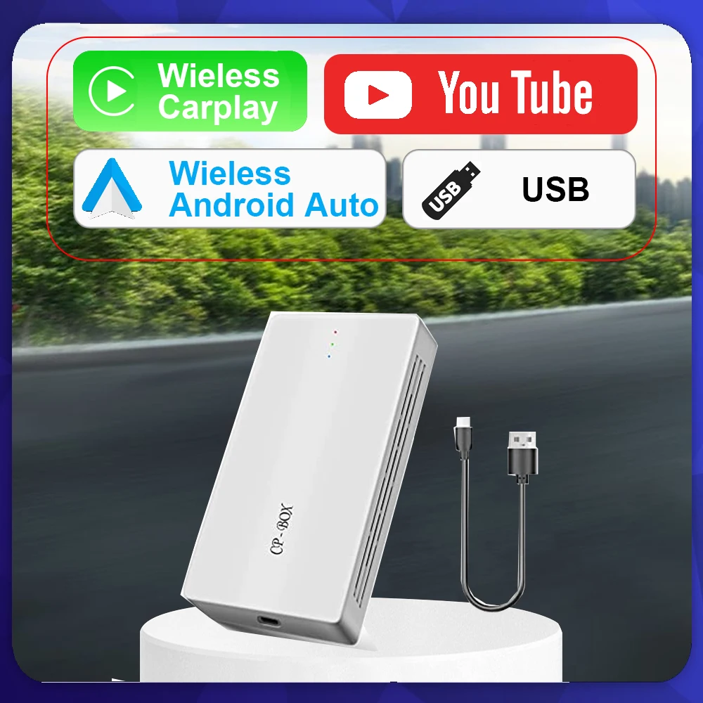 

Android Auto Wireless Apple CarPlay AI Box Android 10 Adapter for Car Built-in YouTube Netflix Support Navigation USB playback