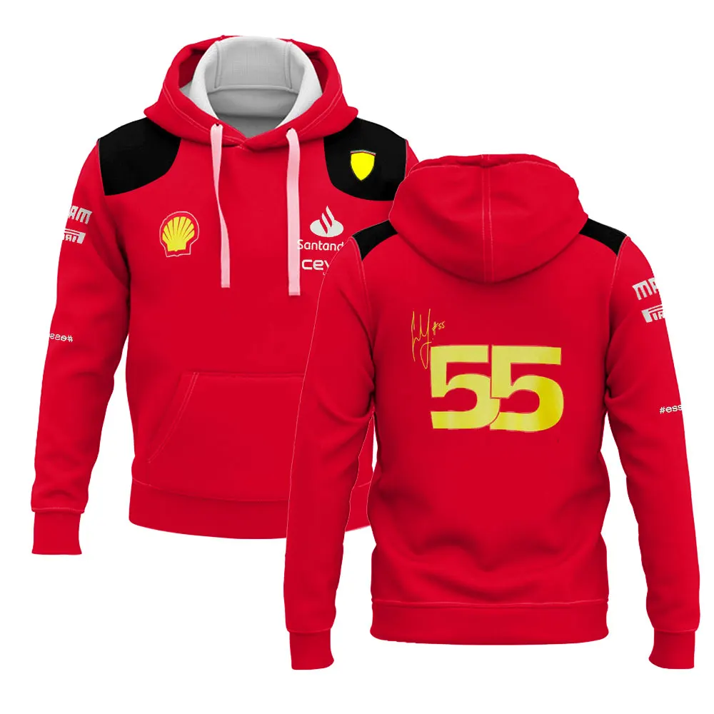 

Толстовка Scuderia Ferrari 2023 с капюшоном Чарльз читас команда ritsleting Мужская гоночная команда F1 пальто свитер женская летняя