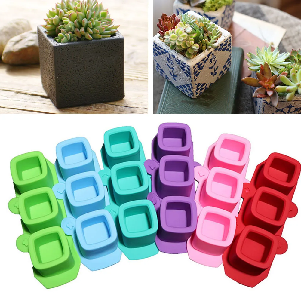 

2022 Square Silicone Flowerpot Mold DIY Geometric Concrete Planter Cement Succulent Pot Molds Epoxy Resin Craft Bottle Making