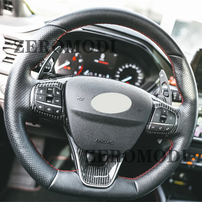 

Carbon Fiber Steering Wheel Button Decorative Frame For Ford Focus 19-22