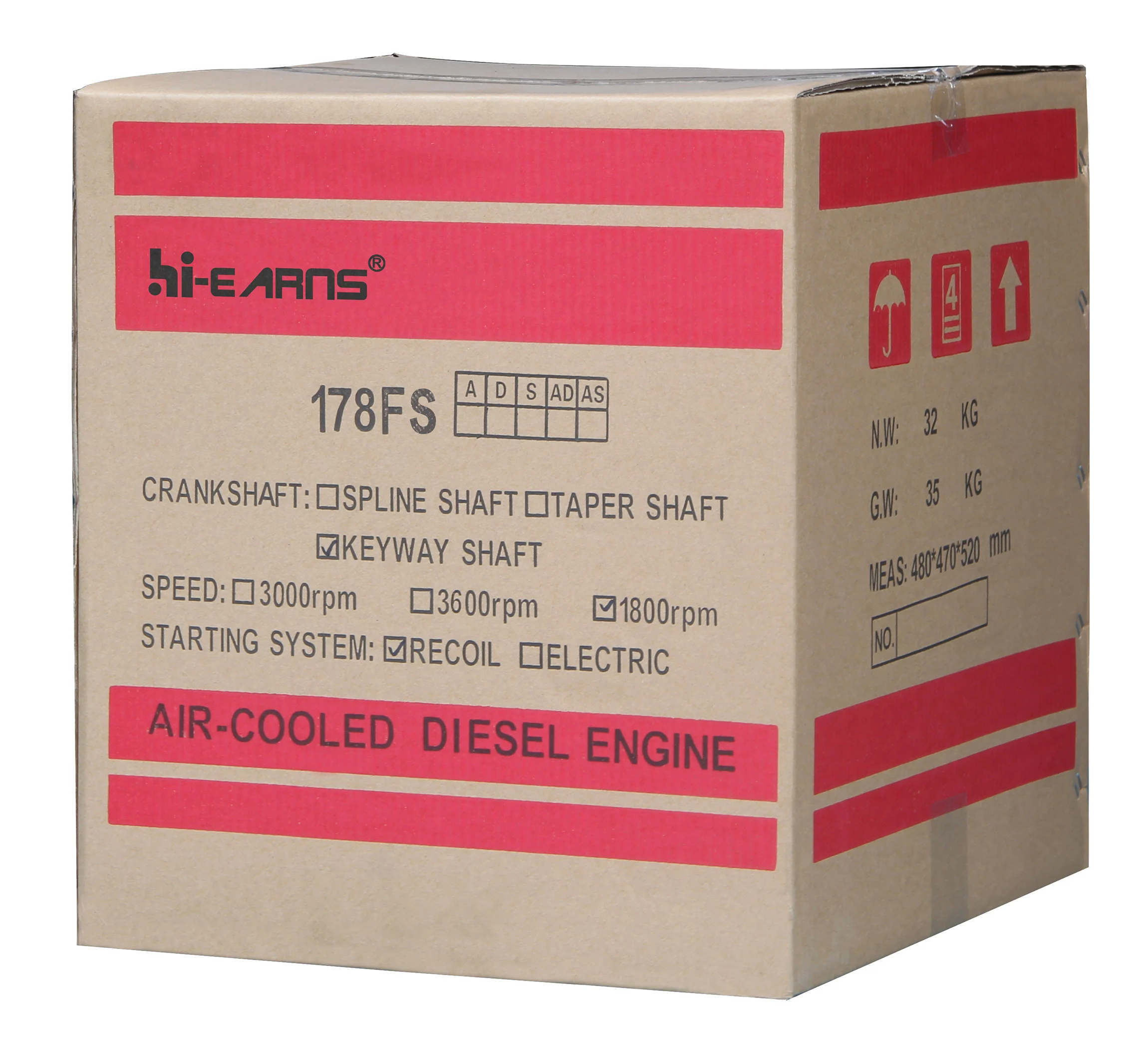 Мини-двигатель 178F 6h·p с воздушным охлаждением