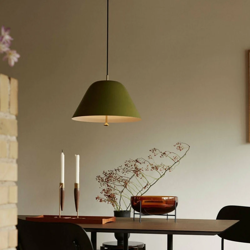 

Nordic Danish Design Bar Chandelier Bedroom Bedside Lamp Dining Decor Study Restaurant Bell Vintage Green Minimalist Led Pendant