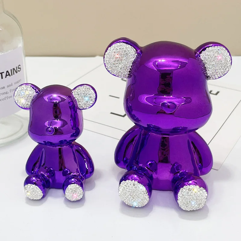 

Creative Diamond Encrusted Bear Ornament Resin Handicraft Living Room Decoration Car Ornament Office Desktop Decoration
