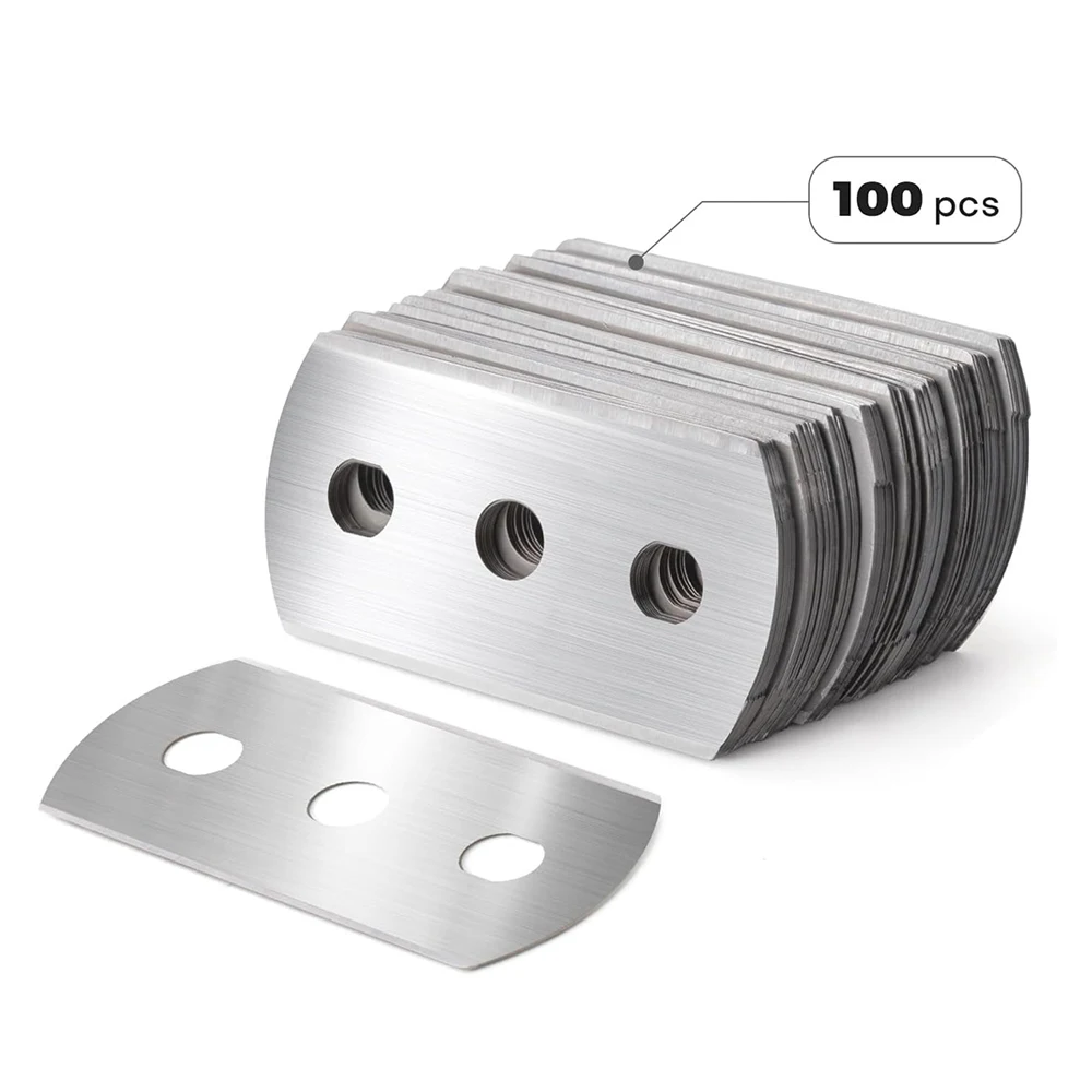 

EHDIS 100 шт., сменные лезвия для резки с 3 отверстиями, двухсторонние острые запасные лезвия из углеродистой стали для автомобиля, нож для резки виниловой пленки