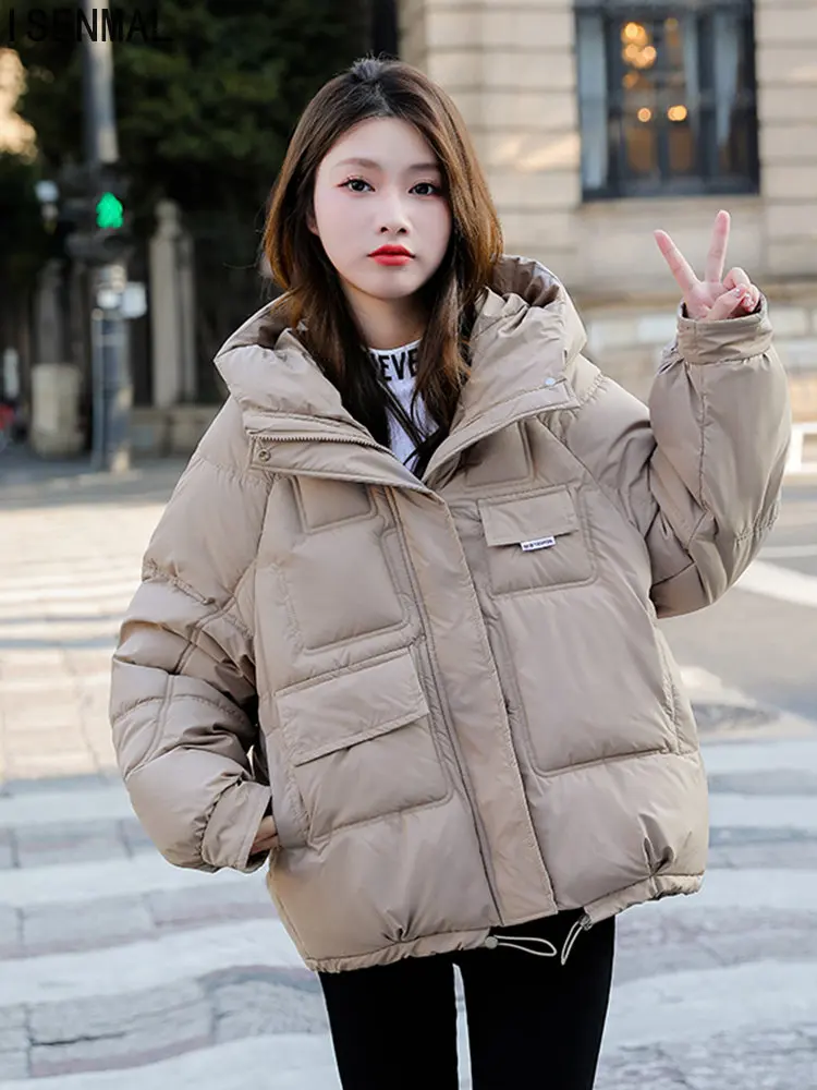 

Winte Jacket For Women 7 Solid Colors Oversized Loose Female Padded Coat Hooded Warm Thicken Ladies Jacket Fashion