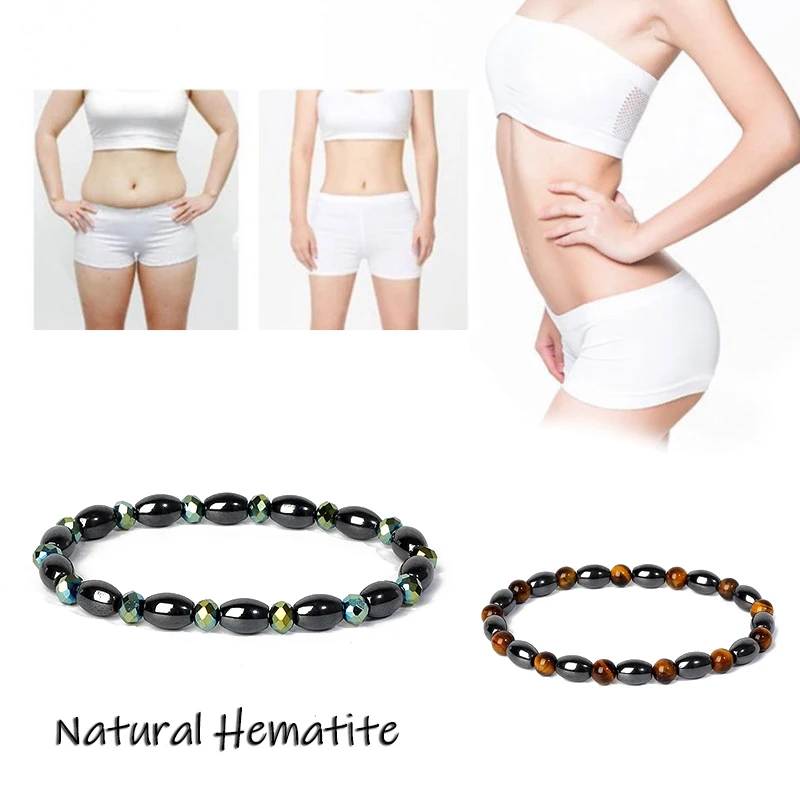 

Weight Loss Magnetic Bracelet Facted Crystal Black Gallstone Anklet Hematite Healthy Care Bracelet for Women Pain Relief Jewelry