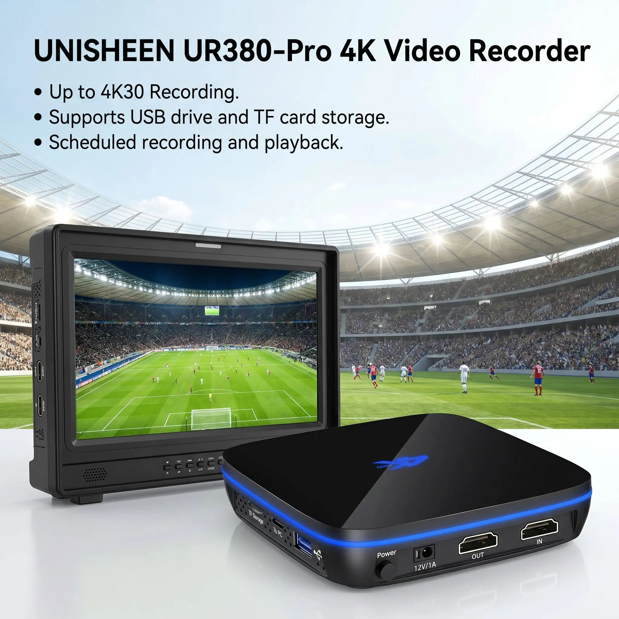 Фото UNISHEEN UR380-Pro: Автономный видеорегистратор 4K с функцией паузы записи и HDMI-входом №1