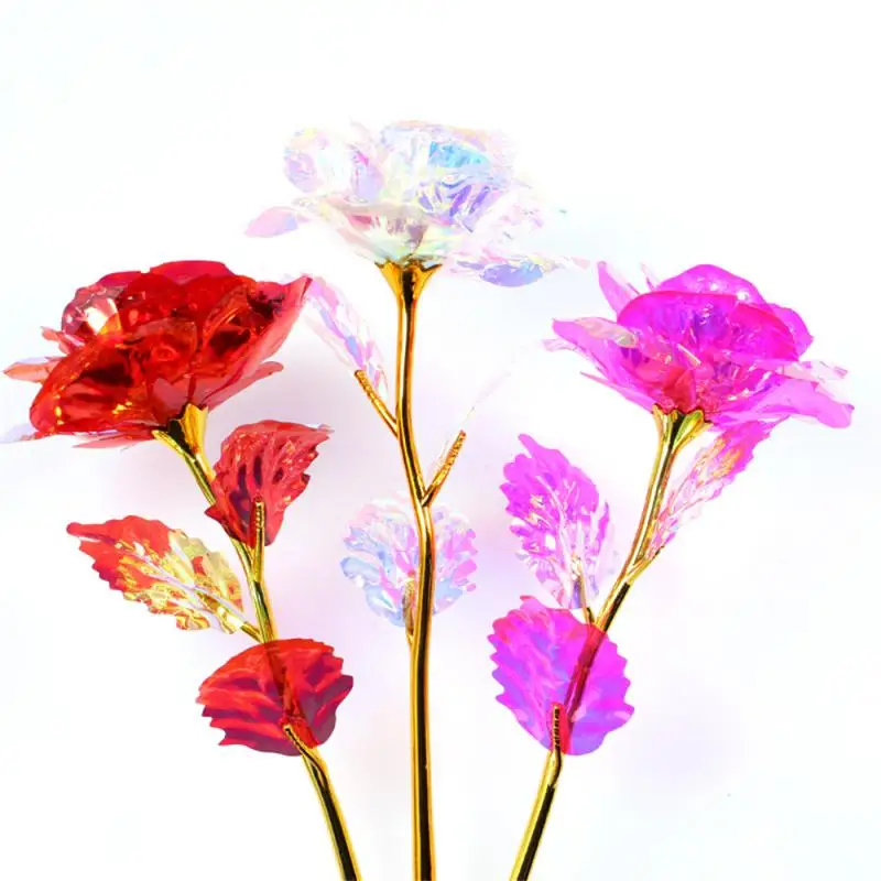 Eternal Rose Light LED Foil Flower Valentines Day Gift Wedding Party Decor Artificial Flowers Christmas Decoration