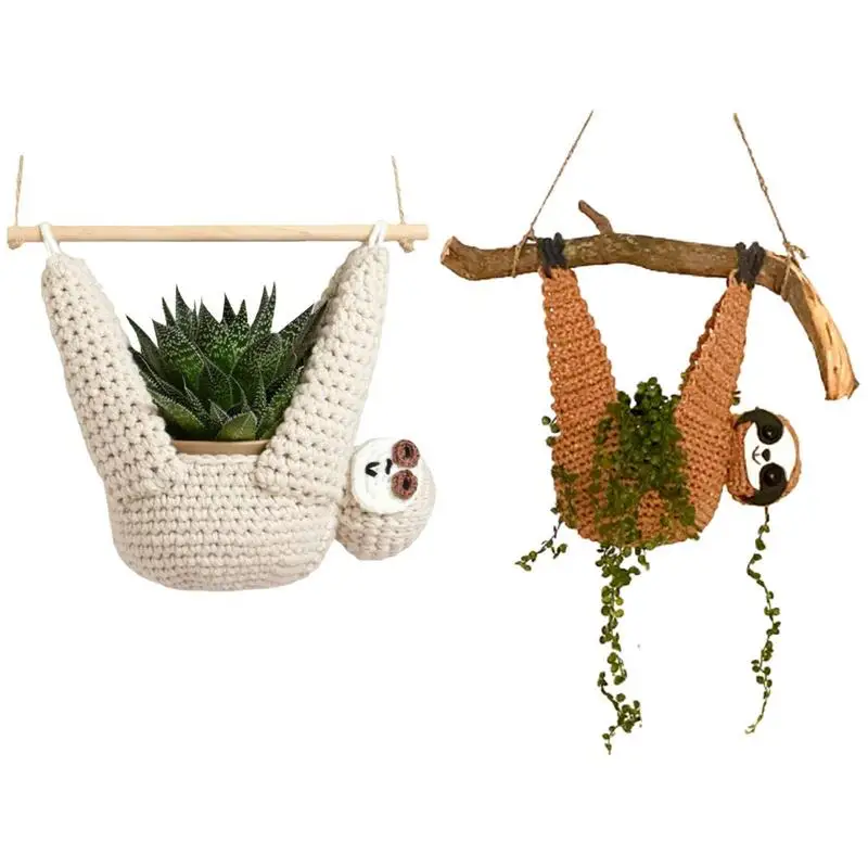 

Вешалка для растений Ленивец, макраме, кроше, домашняя искусственная вешалка для любителей растений, макраме, Ленивец, подарки для детской к...