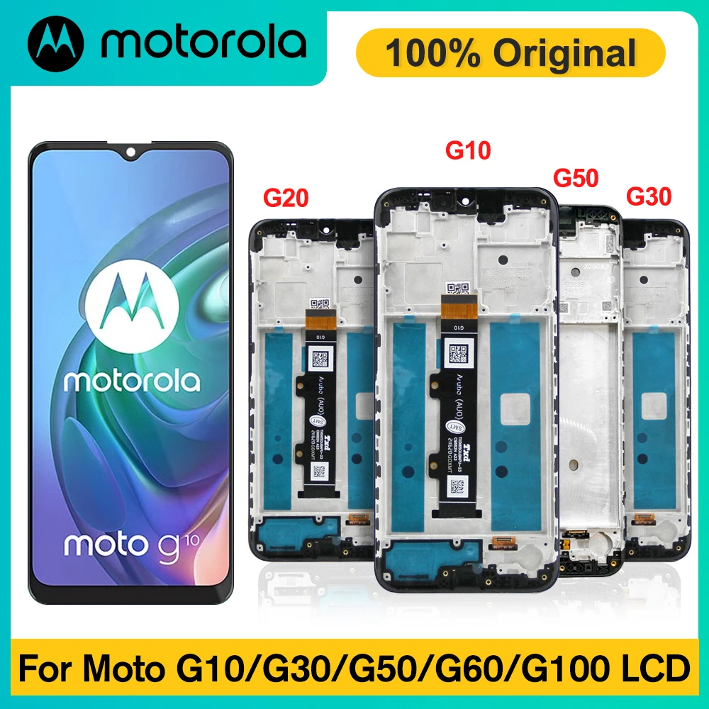 Original For Motorola Moto G10 G20 G30 LCD Display Touch Screen Digitizer withFrame,For MotoG30 G50 G60 G100 Display Replacement