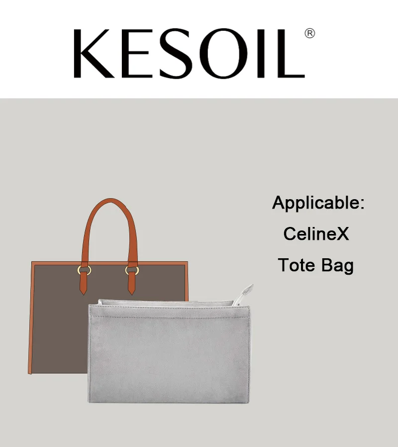 KESOIL Tote bag liner portable storage lining cosmetic compartment Inner sleeve medium bag support accessories